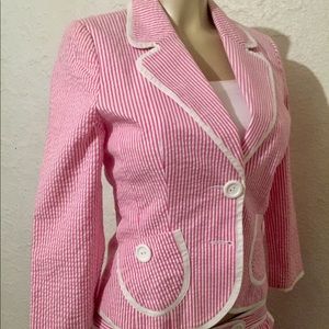 Bebe striped seersucker  pantsuit * blazer & pant